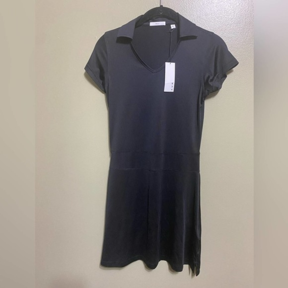 Black Polo-Style Mini Dress - Classic Short Sleeve